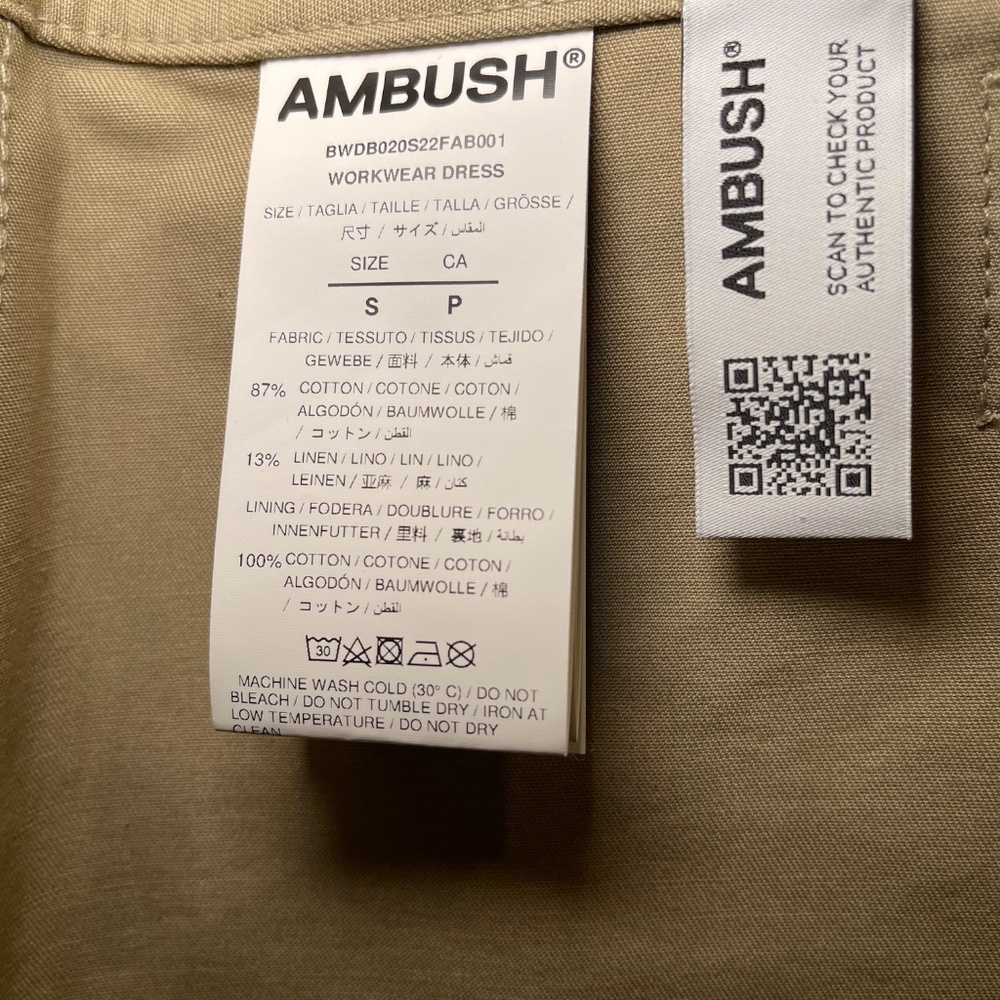 NWT AMBUSH women's Button Front Linen Sleeveless Mini Dress Beige Size Small - Picture 13 of 15
